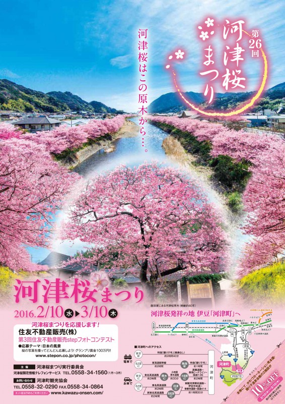 第26回河津桜まつり　2016年 先取り！【春の絶景】桜のトンネルやカラフル絨毯♪